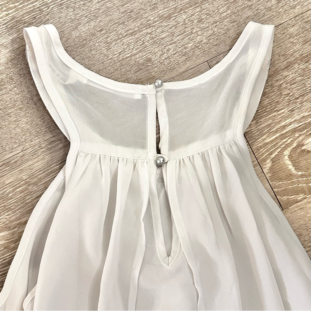 White Dressy Tank With Silver Beaded Neckline - Picture 6 of 6